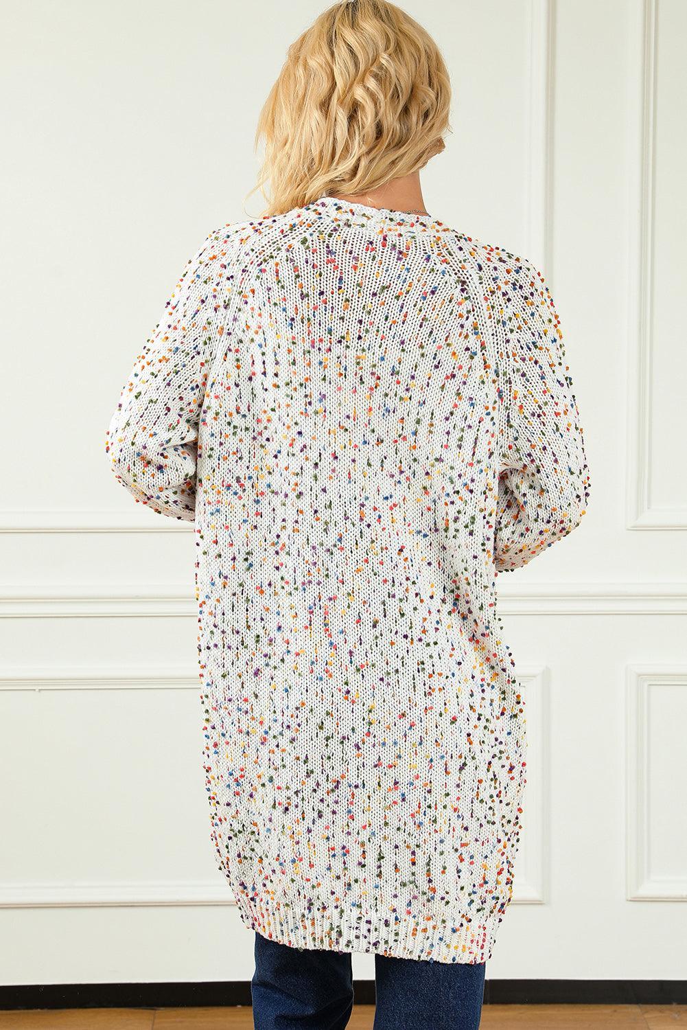 Cardigan chiné à manches longues et ouvert sur le devant