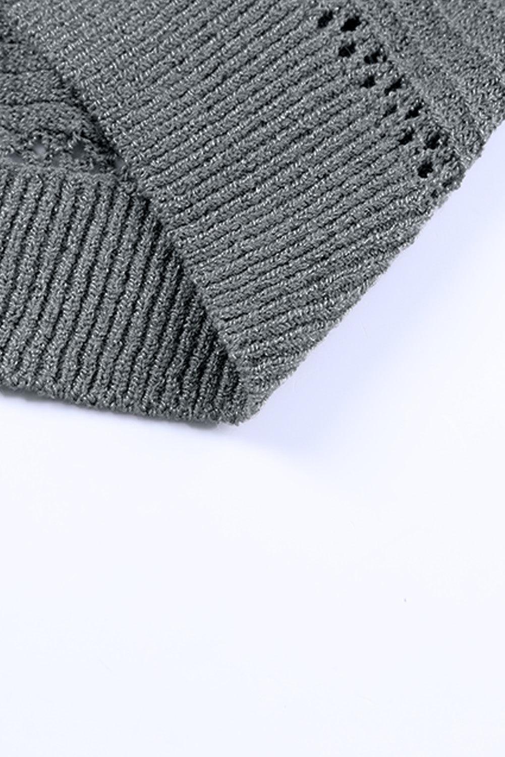 Cardigan à capuche ajouré à manches raglan et fermeture éclair