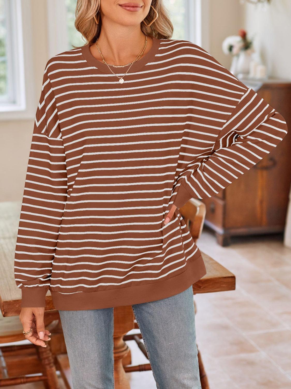 Sweat-shirt rayé à manches longues et col rond Lovelet