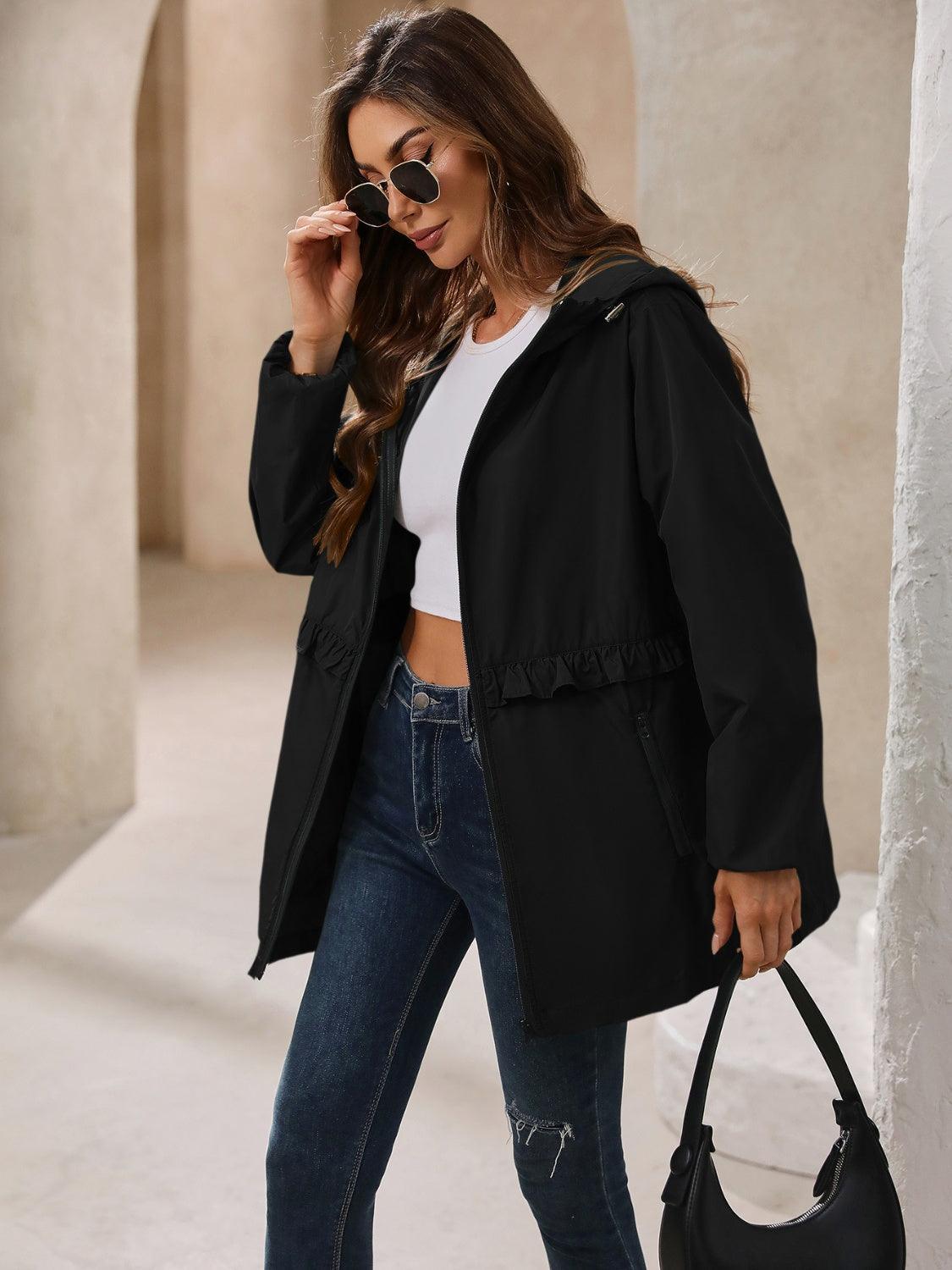Coupe-vent à capuche et manches longues imperméable d'extérieur Ivy Lane