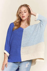 Pull à manches longues et blocs de couleurs avec fente latérale ADORA