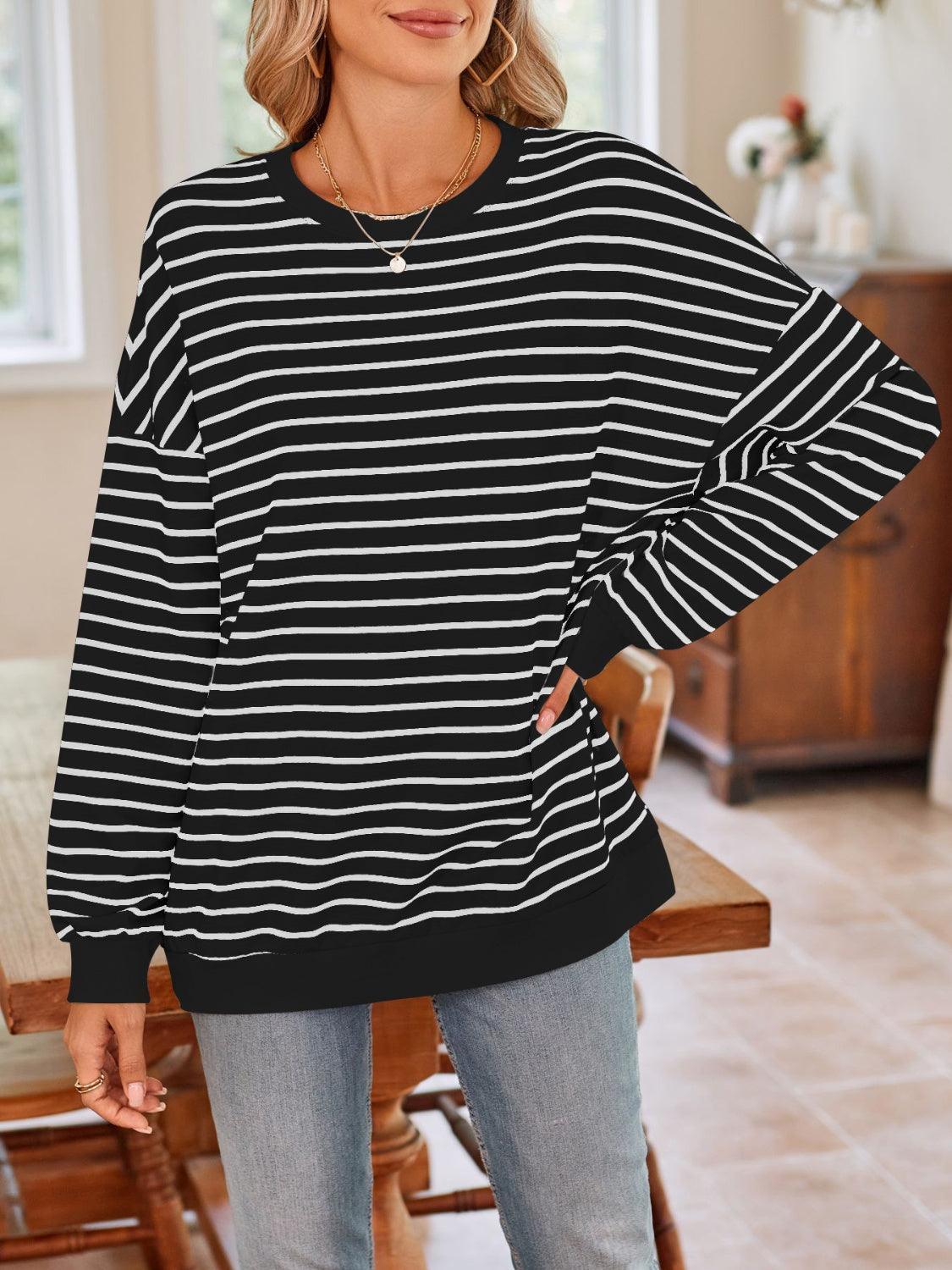 Sweat-shirt rayé à manches longues et col rond Lovelet