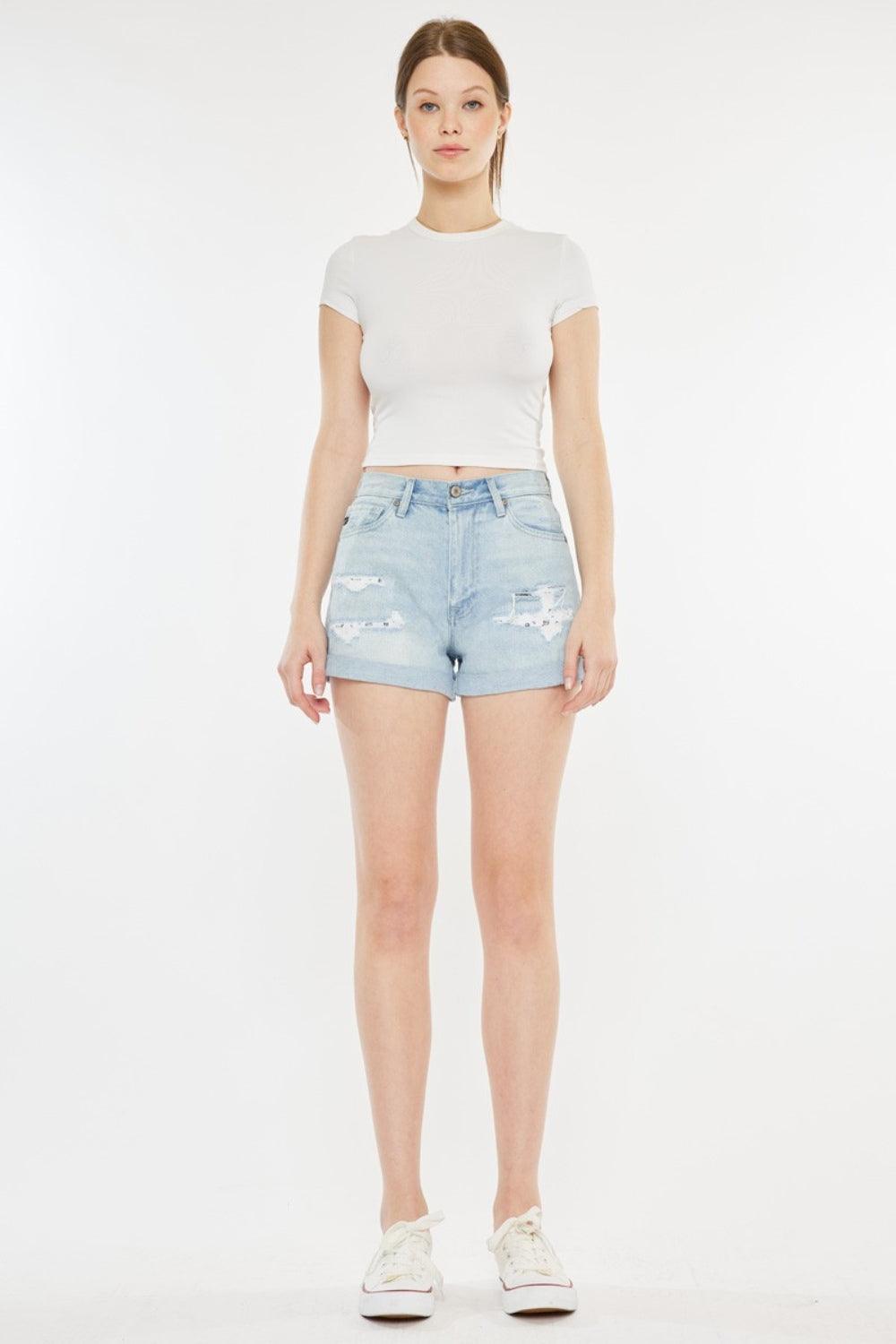 Short en jean taille haute réparé de Kancan