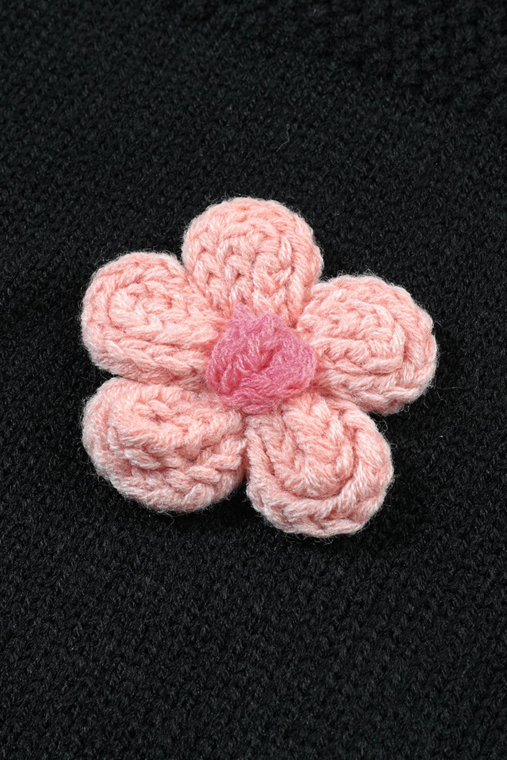 Cardigan ouvert sur le devant à épaules tombantes et appliqués floraux
