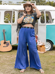 Pantalon large à rayures grande taille