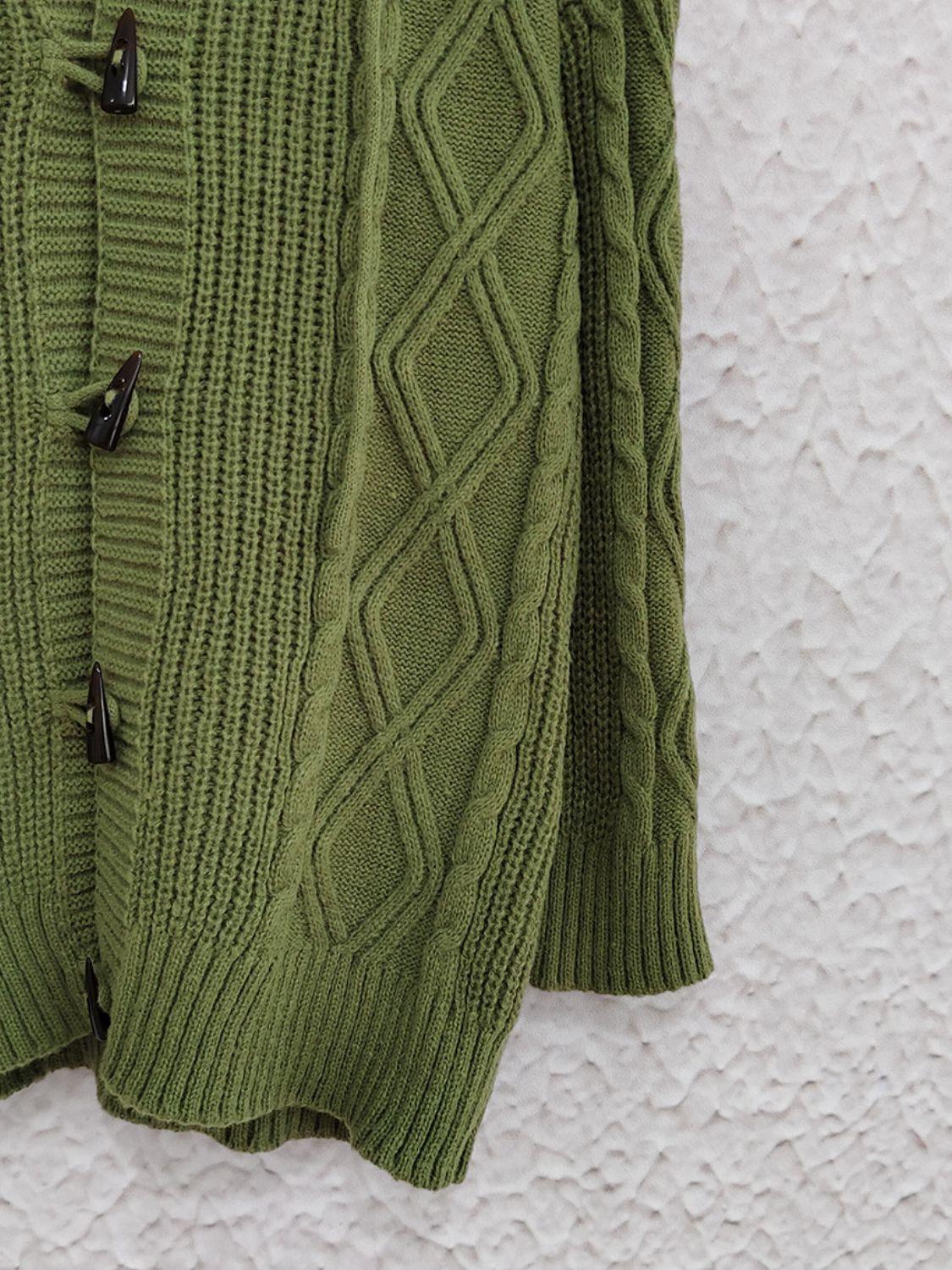 Cardigan à capuche à manches longues en maille torsadée