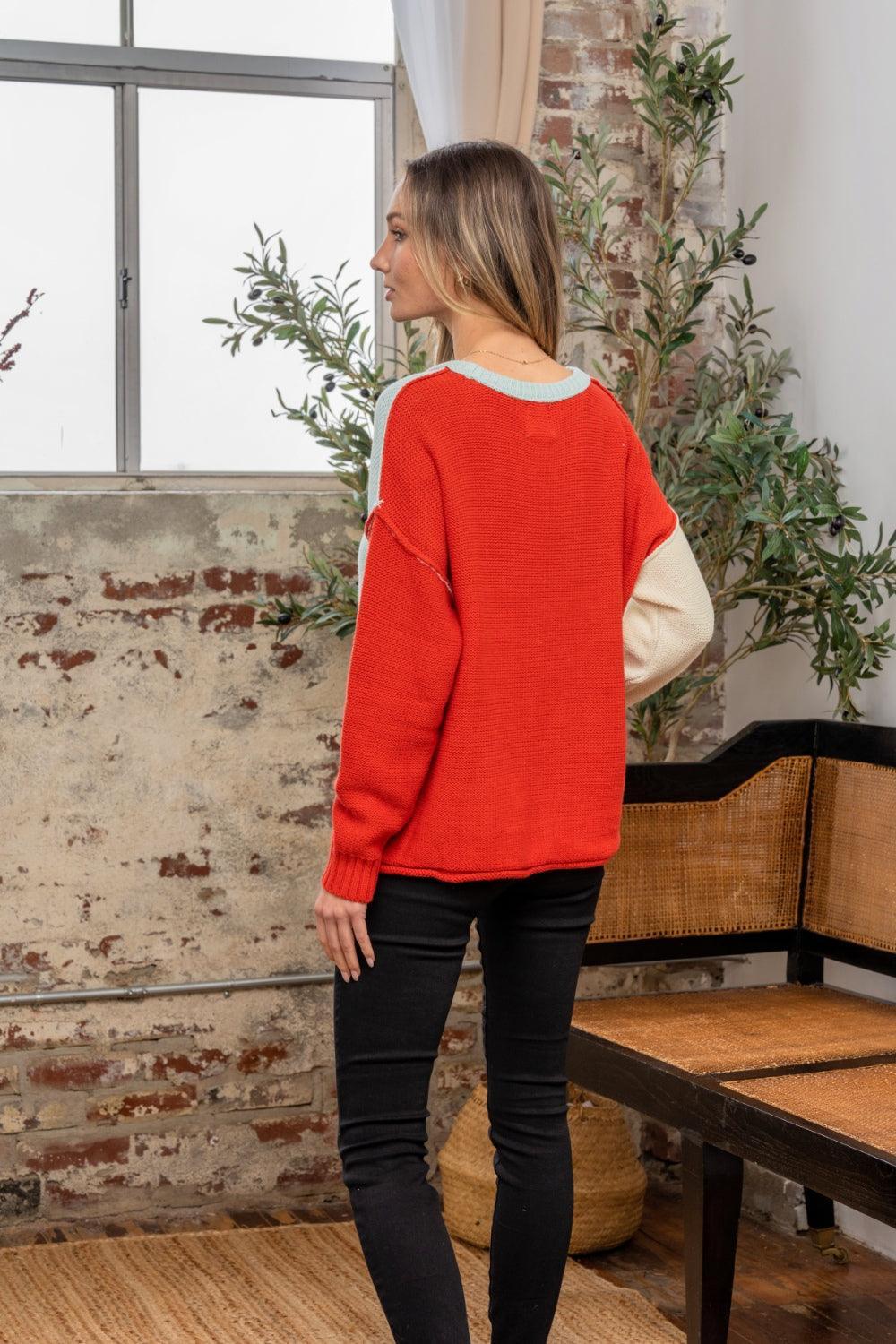 Pull à épaules tombantes et blocs de couleurs Sew In Love en taille réelle