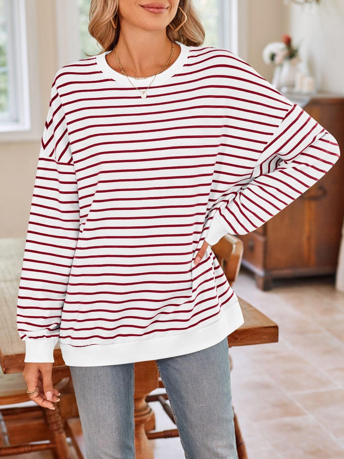 Sweat-shirt rayé à manches longues et col rond Lovelet