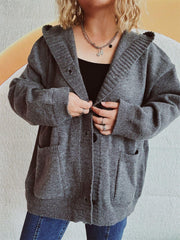 Cardigan à capuche à manches longues et épaules tombantes