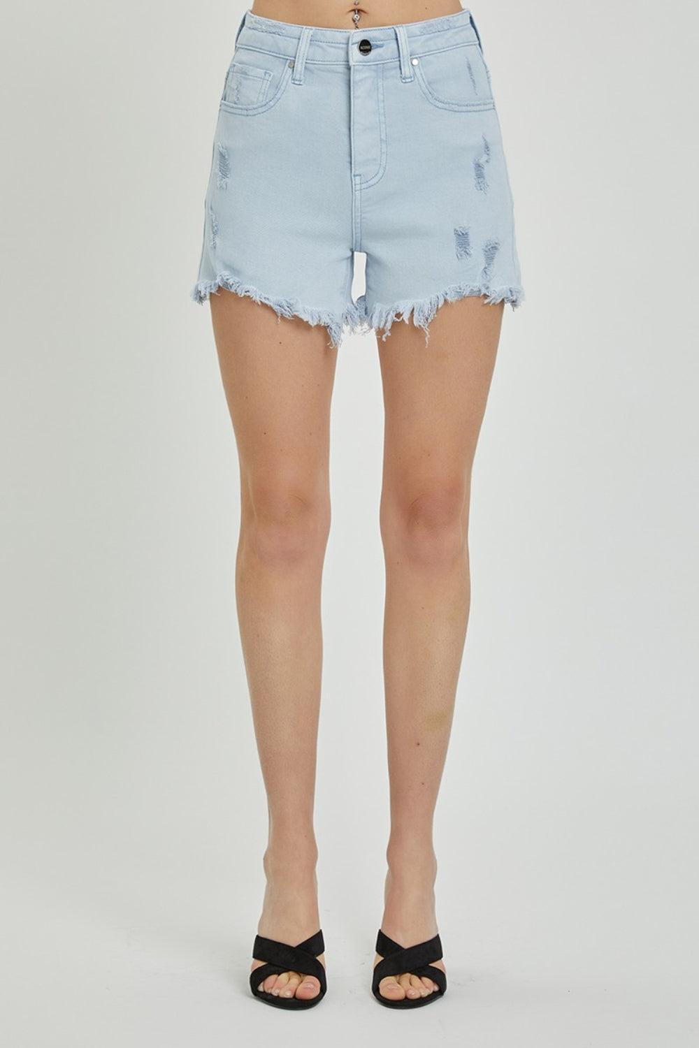 Short en jean taille haute RISEN avec détails vieillis