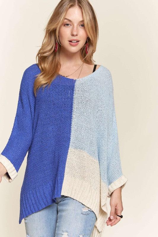 Pull à manches longues et blocs de couleurs avec fente latérale ADORA