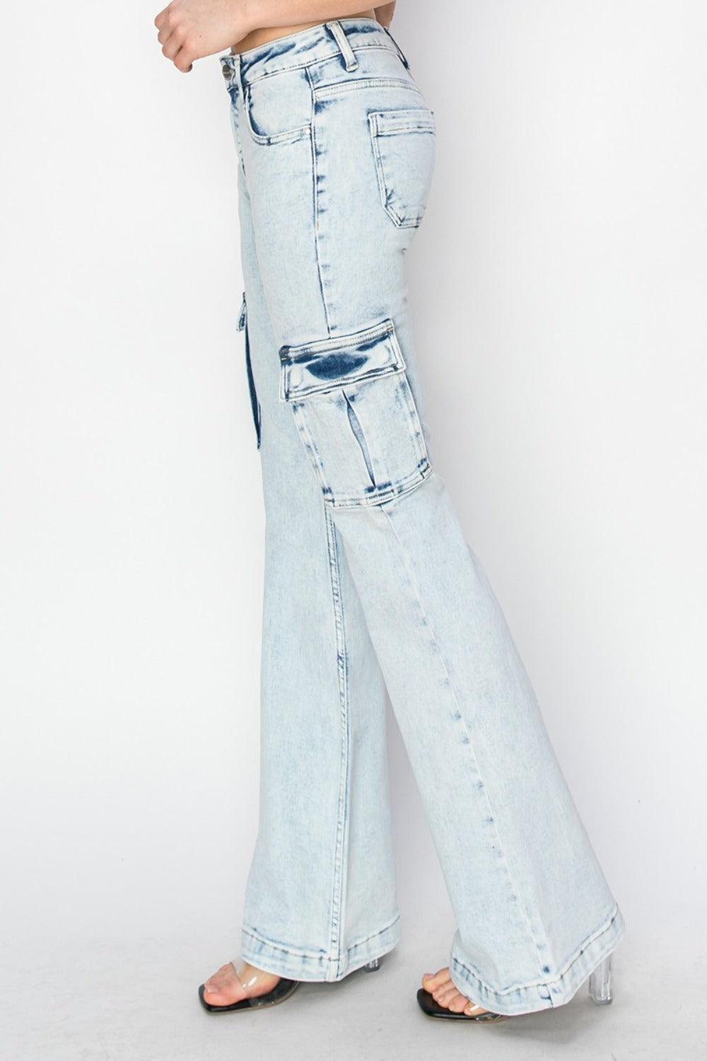 Jean cargo évasé taille haute RISEN