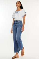 Jean Kancan taille haute slim à jambe large