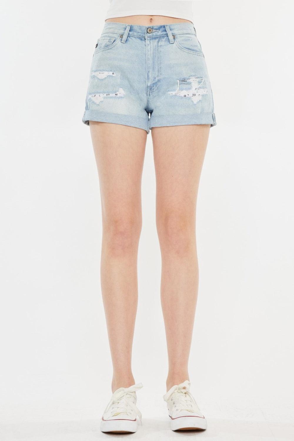 Short en jean taille haute réparé de Kancan