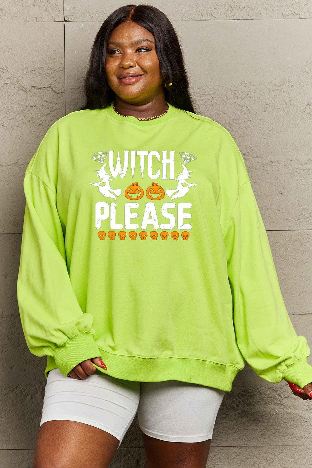 Sweat-shirt graphique WITCH PLEASE en taille réelle Simply Love