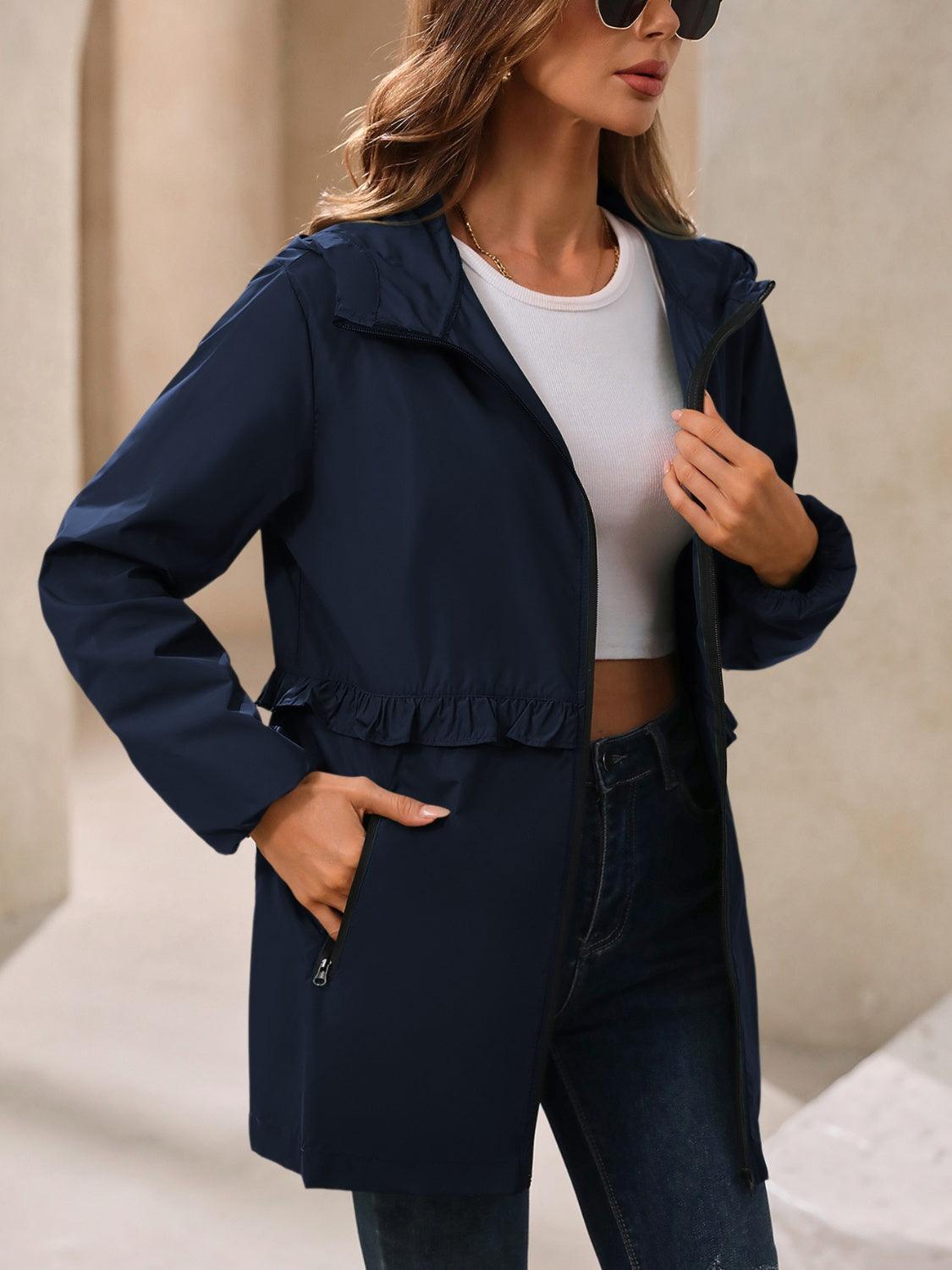 Coupe-vent à capuche et manches longues imperméable d'extérieur Ivy Lane