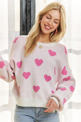Pull à épaules tombantes et col rond en forme de cœur ADORA