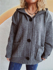 Cardigan à capuche à manches longues et épaules tombantes