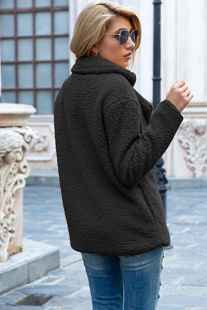 Manteau en sherpa à col à revers pleine grandeur Ivy Lane