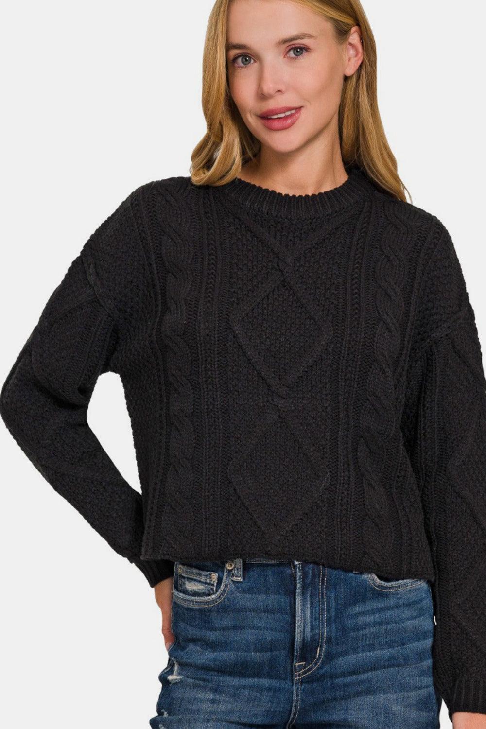 Pull court Zenana à torsades hautes et basses avec fentes latérales