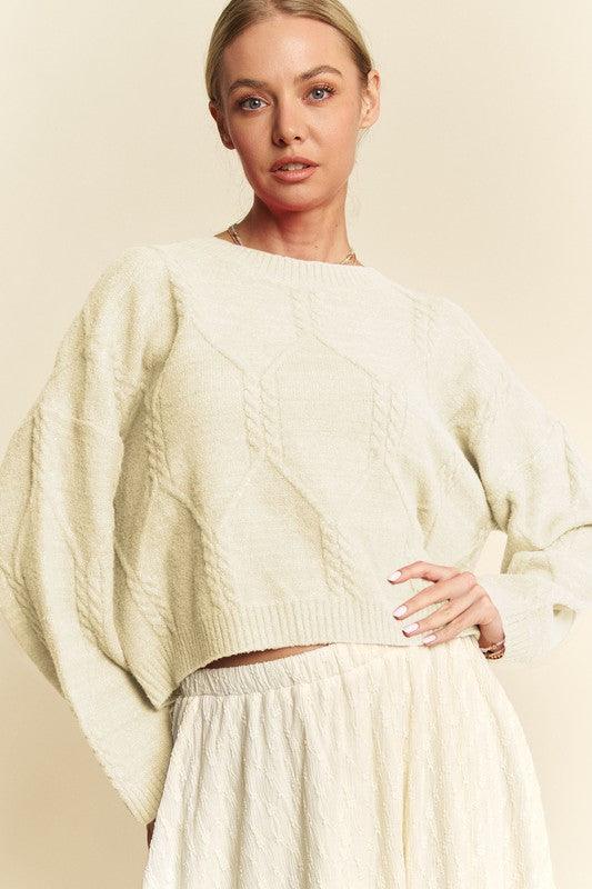 Pull à épaules tombantes et motif torsadé en losanges de Davi &amp; Dani