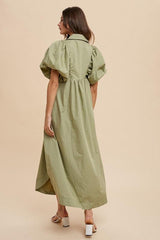 Robe mi-longue à manches bouffantes et froncées Annie Wear