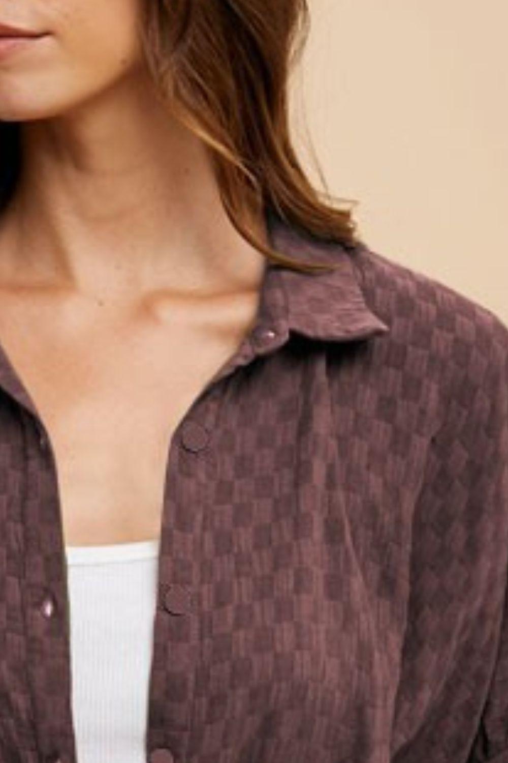 Chemise boutonnée à carreaux et manches mi-longues Annie Wear